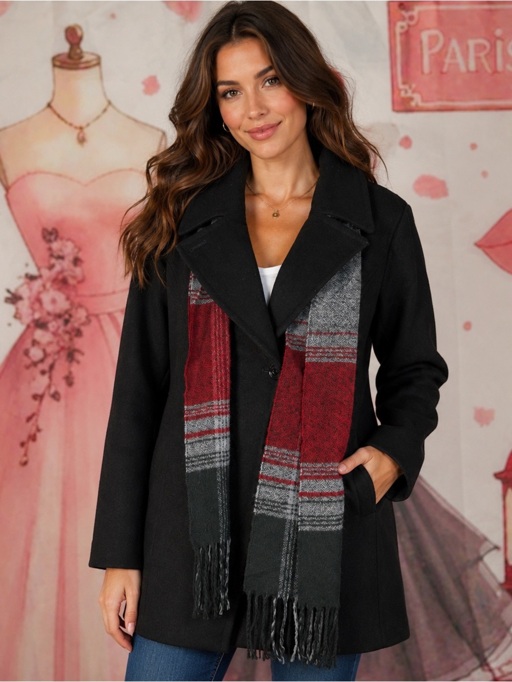 LONDON FOG Womens Double Breasted Peacoat with Scarf Size Small **New W/Tags
